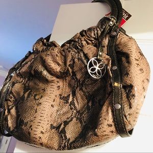 NWT Relic Alissa Satchel Brown Faux Snakeskin OS